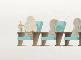 AbsolventInnen nehmen Platz