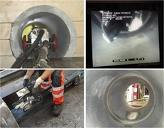 Muffensanierung am Rohrpr�fstand f�r Faserzementrohre mit einem Standardroboter 