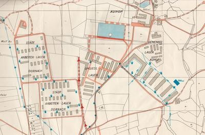 Abb. 1: Lager im Umfeld von Schloss Auhof, Sommer 1944; Atlas zur L�schwasserver