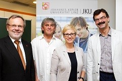 v.l.:Rektor Hagelauer,   Hinterdorfer, Landesr�tin Hummer,   Pohl / Credit: Land