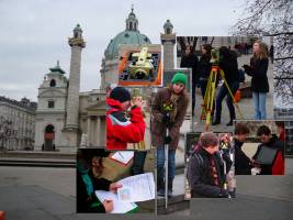 Sch�lerInnen vermessen den Resselpark