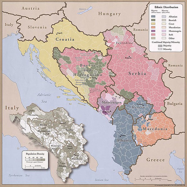 Die Verteilung der verschiedenen Ethnien in den Westbalkan-Staaten 2008. Grafik: